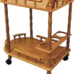 Oak Contemporary Rolling Bar Cart With Wine Storage