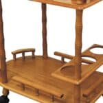 Oak Contemporary Rolling Bar Cart With Wine Storage