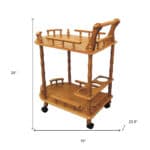 Oak Contemporary Rolling Bar Cart With Wine Storage
