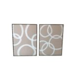 Set of 2 Blush Abstract Circles Canvas Wall Art