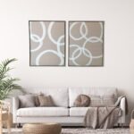 Set of 2 Blush Abstract Circles Canvas Wall Art