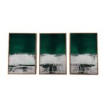 24" Set of 3 Green Abstract Canvas Wall Art