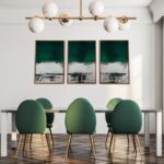 24" Set of 3 Green Abstract Canvas Wall Art