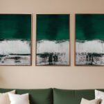 24" Set of 3 Green Abstract Canvas Wall Art