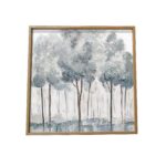 29” Modern Blue Gray Forest Canvas Wall Art with Frame