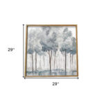 29” Modern Blue Gray Forest Canvas Wall Art with Frame