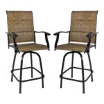 51" Brown Swivel Bar Stools with Footrest, Set of 2