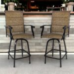 51" Brown Swivel Bar Stools with Footrest, Set of 2