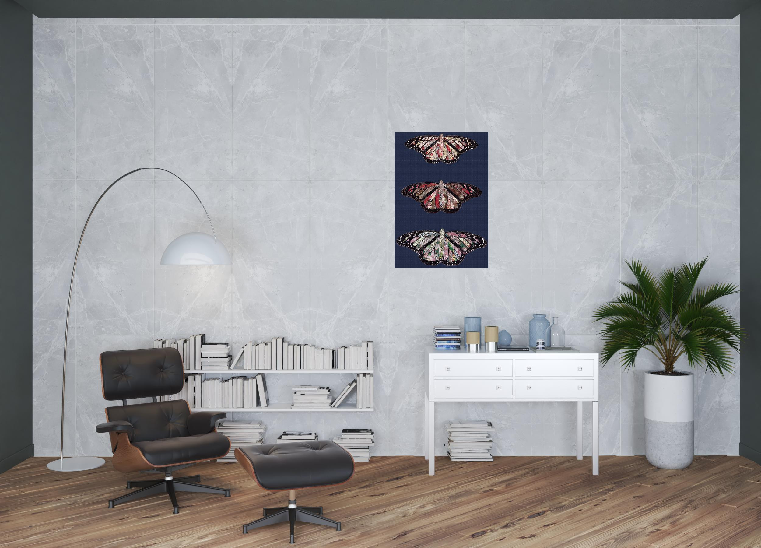 Butterfly-Inspired Wrapped Canvas Wall Art, Vertical Orientation 2 Butterfly-Inspired Wrapped Canvas Wall Art, Vertical Orientation - Image 2