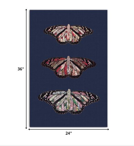 Butterfly-Inspired Wrapped Canvas Wall Art, Vertical Orientation 6 Butterfly-Inspired Wrapped Canvas Wall Art, Vertical Orientation - Image 6