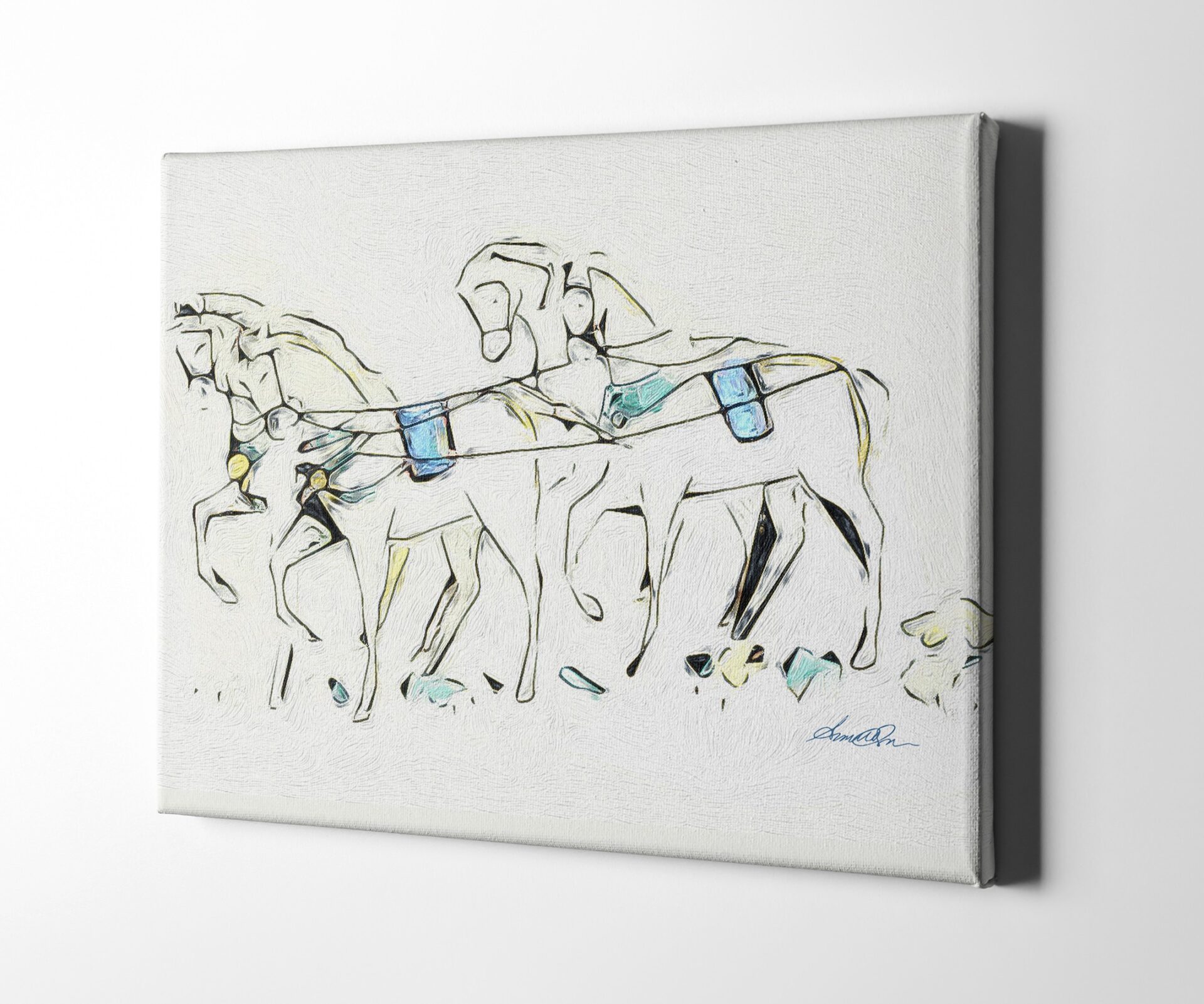 Four Horses Matte Canvas Print Wall Art, 18" x 24" 1 Four Horses Matte Canvas Print Wall Art, 18" x 24"