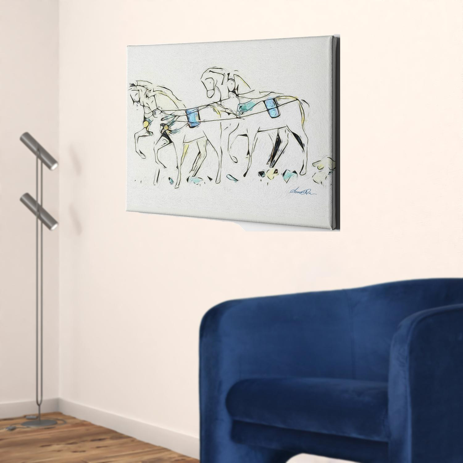 Four Horses Matte Canvas Print Wall Art, 18" x 24" 3 Four Horses Matte Canvas Print Wall Art, 18" x 24" - Image 3