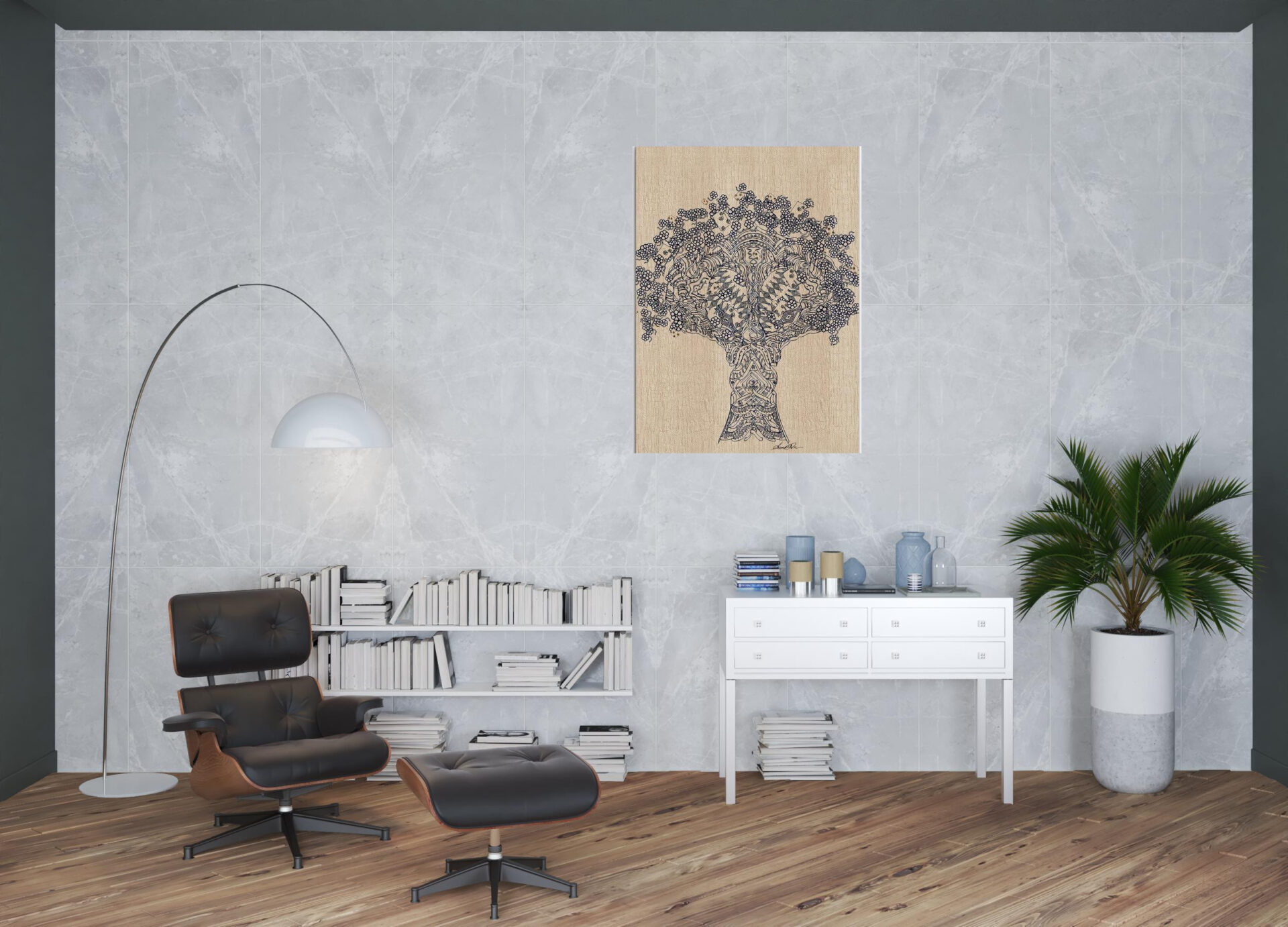 48” Vertical Contemporary Canvas Wall Art with Tree Design 2 48” Vertical Contemporary Canvas Wall Art with Tree Design - Image 2