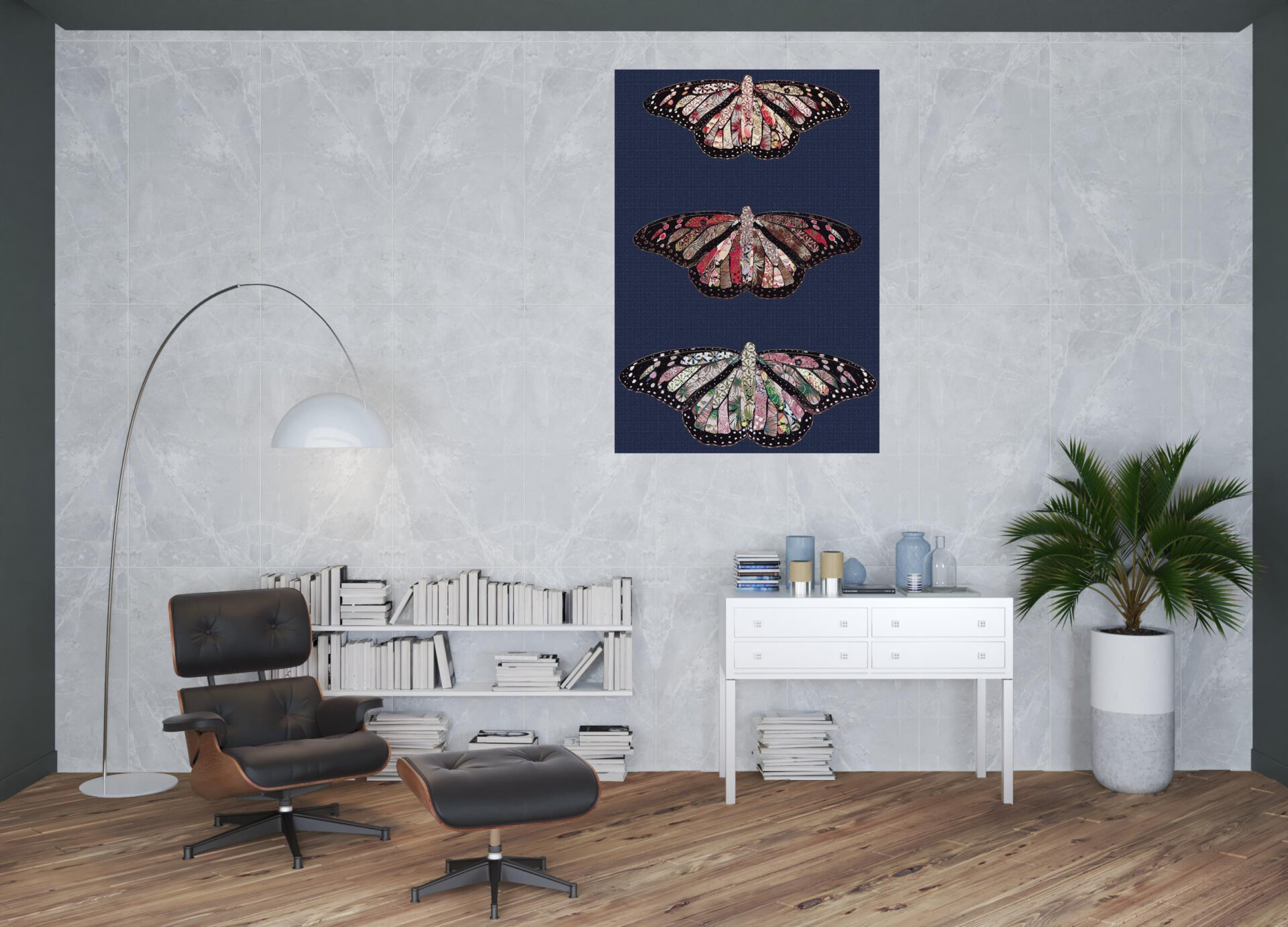 60 Inch Butterfly Wrapped Canvas Wall Art for Vertical Spaces 2 60 Inch Butterfly Wrapped Canvas Wall Art for Vertical Spaces - Image 2