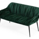 56" Green Velvet Upholstered Dining Bench with Black Metal Frame 10 56" Green Velvet Upholstered Dining Bench with Black Metal Frame