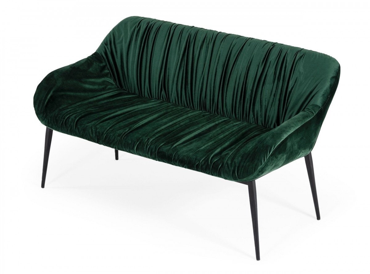 56" Green Velvet Upholstered Dining Bench with Black Metal Frame 3 56" Green Velvet Upholstered Dining Bench with Black Metal Frame - Image 3