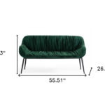 56" Green Velvet Upholstered Dining Bench with Black Metal Frame 14 56" Green Velvet Upholstered Dining Bench with Black Metal Frame