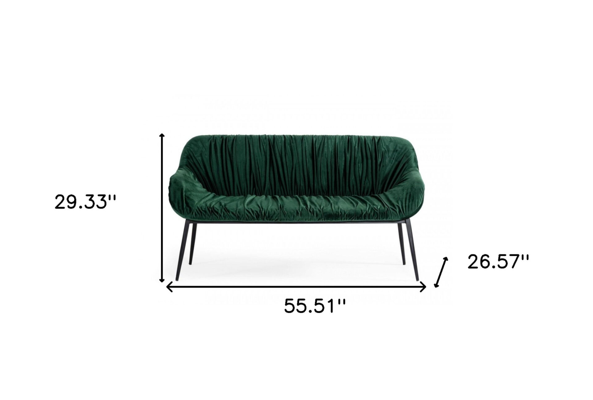 56" Green Velvet Upholstered Dining Bench with Black Metal Frame 7 56" Green Velvet Upholstered Dining Bench with Black Metal Frame - Image 7