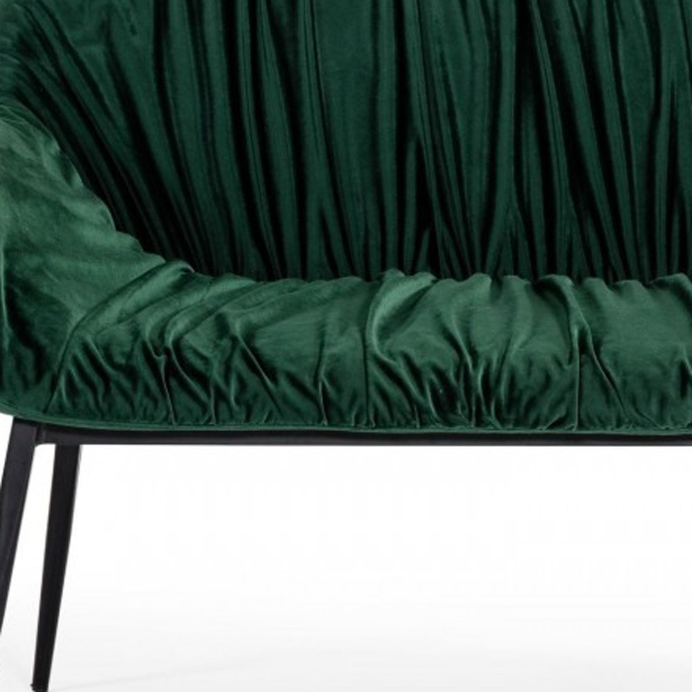 56" Green Velvet Upholstered Dining Bench with Black Metal Frame 5 56" Green Velvet Upholstered Dining Bench with Black Metal Frame - Image 5