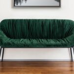 56" Green Velvet Upholstered Dining Bench with Black Metal Frame 8 56" Green Velvet Upholstered Dining Bench with Black Metal Frame