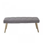 47" Gray Linen Blend Tufted Dining Bench with Brass Frame