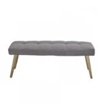 47" Gray Linen Blend Tufted Dining Bench with Brass Frame