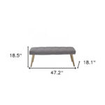 47" Gray Linen Blend Tufted Dining Bench with Brass Frame