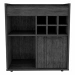 Smokey Oak Modern Bar Cabinet with Door and Cubbies 8 Smokey Oak Modern Bar Cabinet with Door and Cubbies