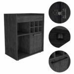 Smokey Oak Modern Bar Cabinet with Door and Cubbies 9 Smokey Oak Modern Bar Cabinet with Door and Cubbies