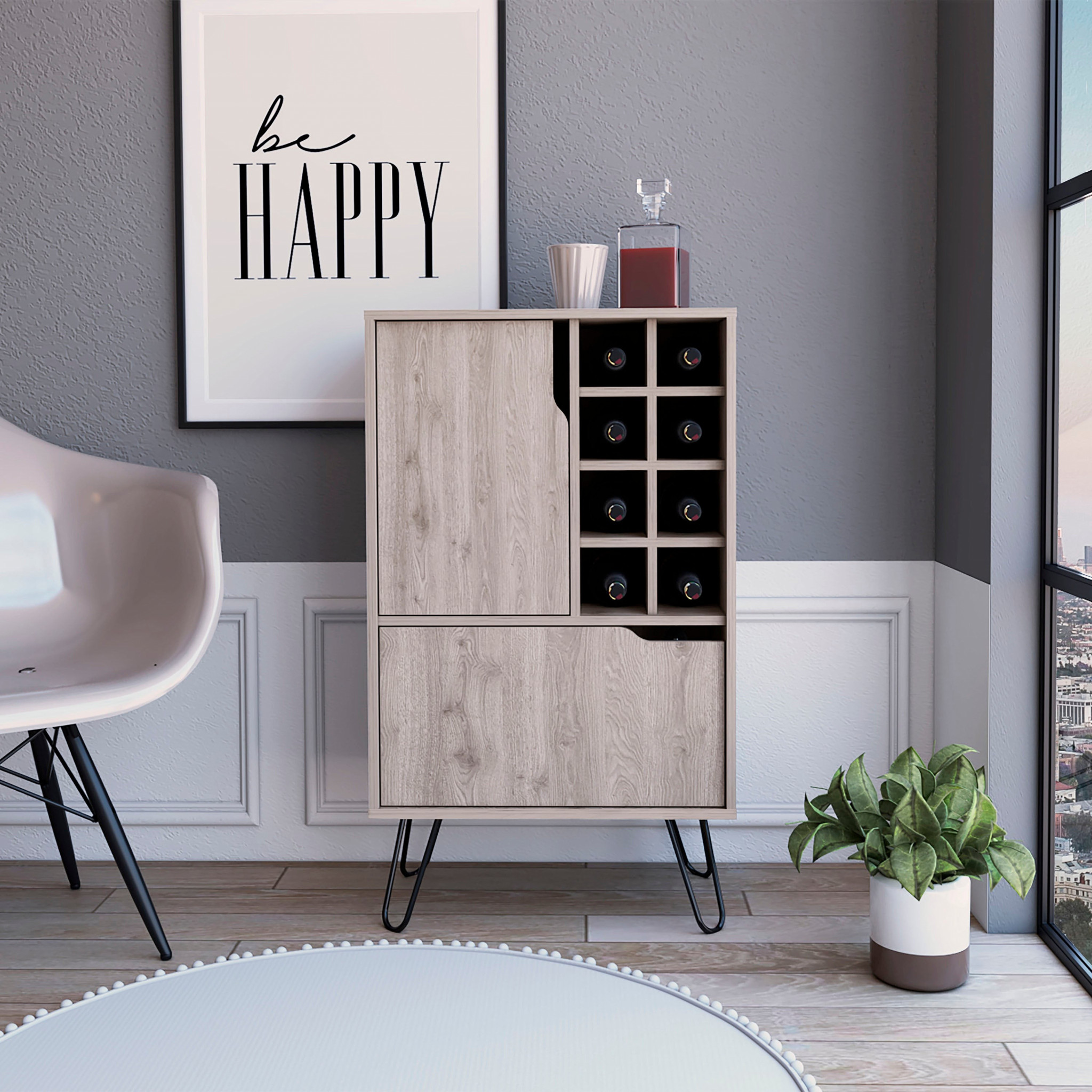 Light Gray Contemporary Bar Cabinet with Two Door Panels 12 Light Gray Contemporary Bar Cabinet with Two Door Panels