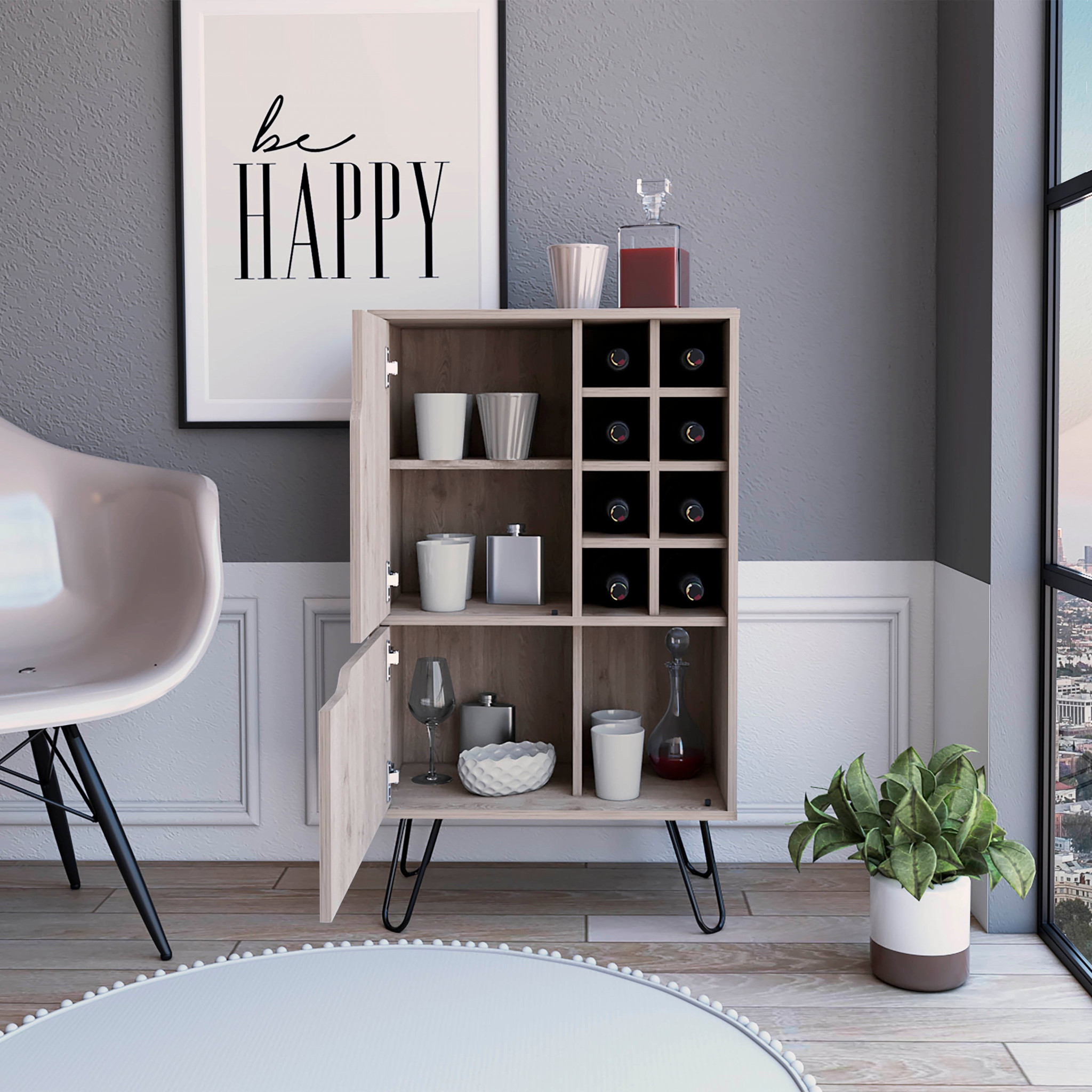 Light Gray Contemporary Bar Cabinet with Two Door Panels 13 Light Gray Contemporary Bar Cabinet with Two Door Panels