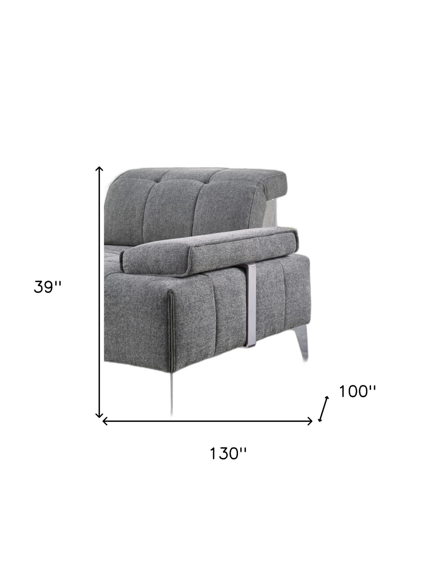 Gray Modular L-Shaped Three-Piece Corner Sectional with Silver Legs 4 Gray Modular L-Shaped Three-Piece Corner Sectional with Silver Legs - Image 4