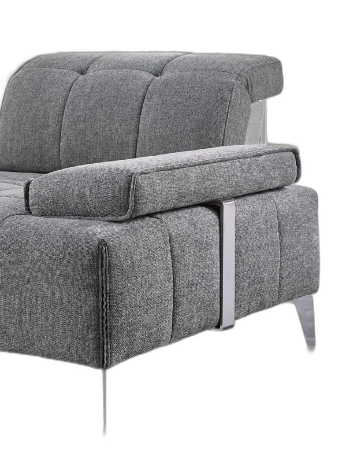 Gray Modular L-Shaped Three-Piece Corner Sectional with Silver Legs 2 Gray Modular L-Shaped Three-Piece Corner Sectional with Silver Legs - Image 2