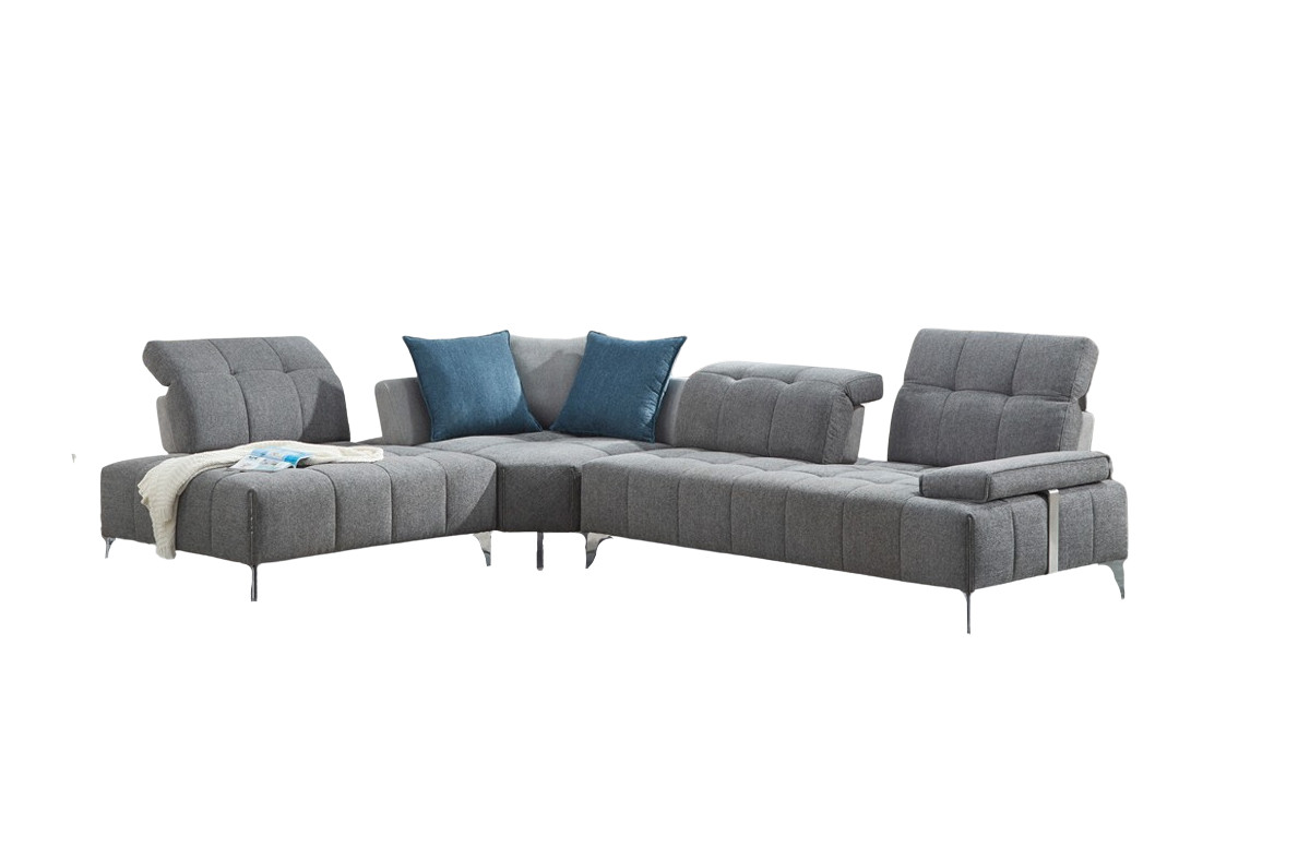 Gray Modular L-Shaped Three-Piece Corner Sectional with Silver Legs 3 Gray Modular L-Shaped Three-Piece Corner Sectional with Silver Legs - Image 3