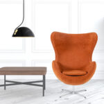 Stylish Mid Century Dark Orange Swivel Accent Chair
