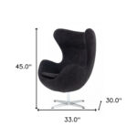 Mid Century Black Fabric Swivel Accent Chair, No Assembly Needed