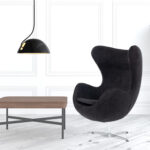 Mid Century Black Fabric Swivel Accent Chair, No Assembly Needed