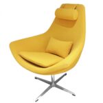 Modern Yellow Faux Leather and Steel Swivel Chair 10 Modern Yellow Faux Leather and Steel Swivel Chair