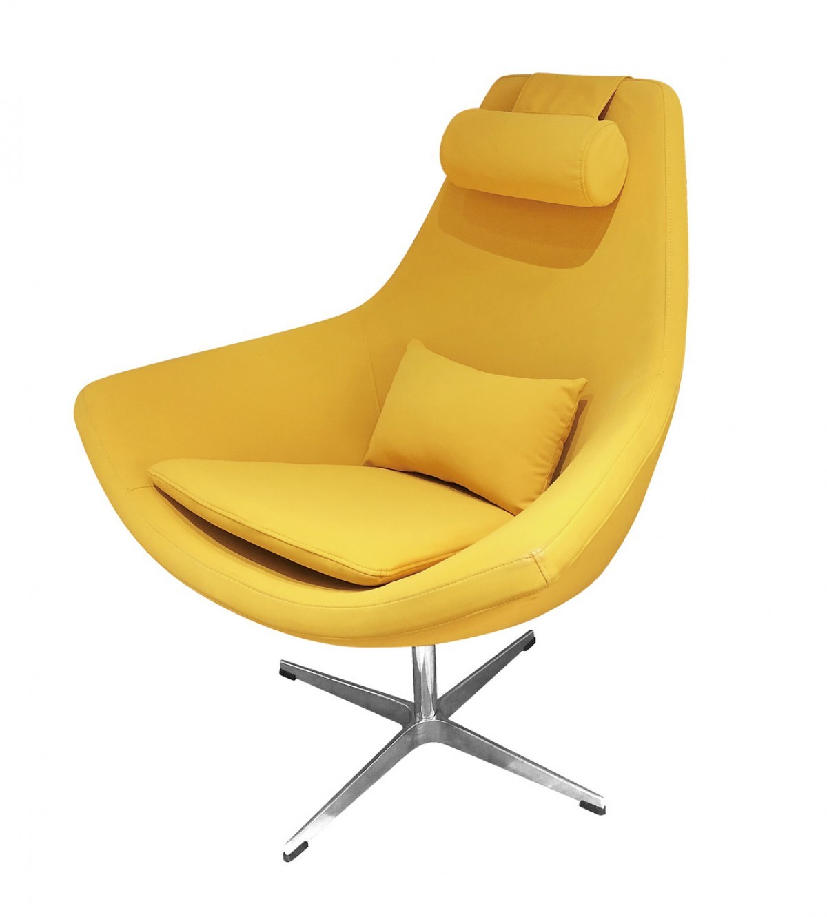 Modern Yellow Faux Leather and Steel Swivel Chair 1 Modern Yellow Faux Leather and Steel Swivel Chair