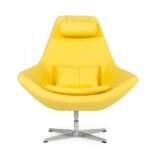 Modern Yellow Faux Leather and Steel Swivel Chair 11 Modern Yellow Faux Leather and Steel Swivel Chair