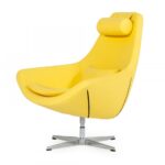 Modern Yellow Faux Leather and Steel Swivel Chair 13 Modern Yellow Faux Leather and Steel Swivel Chair