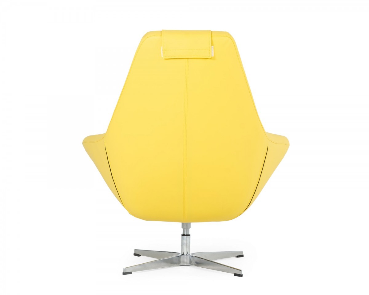 Modern Yellow Faux Leather and Steel Swivel Chair 5 Modern Yellow Faux Leather and Steel Swivel Chair - Image 5