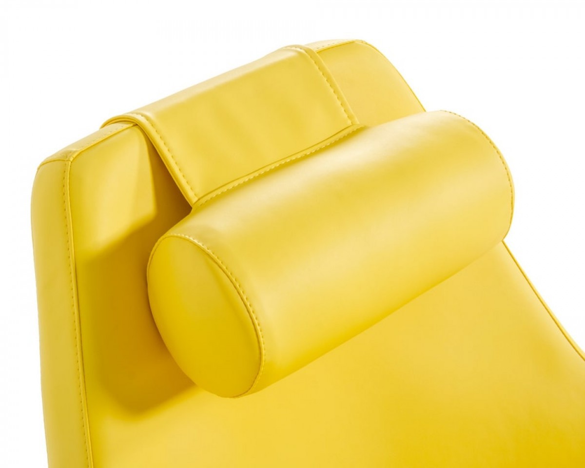 Modern Yellow Faux Leather and Steel Swivel Chair 6 Modern Yellow Faux Leather and Steel Swivel Chair - Image 6