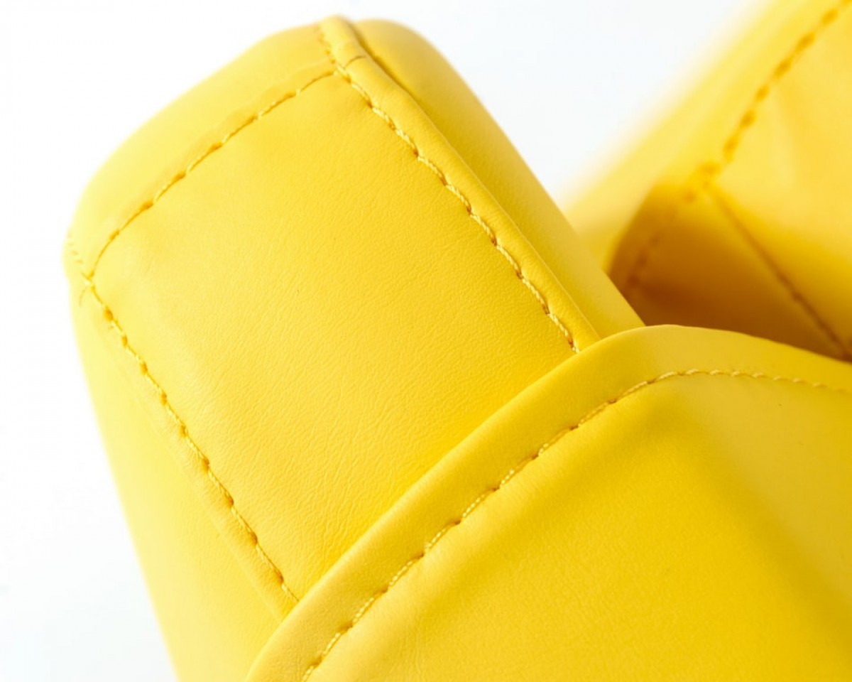 Modern Yellow Faux Leather and Steel Swivel Chair 7 Modern Yellow Faux Leather and Steel Swivel Chair - Image 7