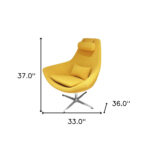 Modern Yellow Faux Leather and Steel Swivel Chair 18 Modern Yellow Faux Leather and Steel Swivel Chair