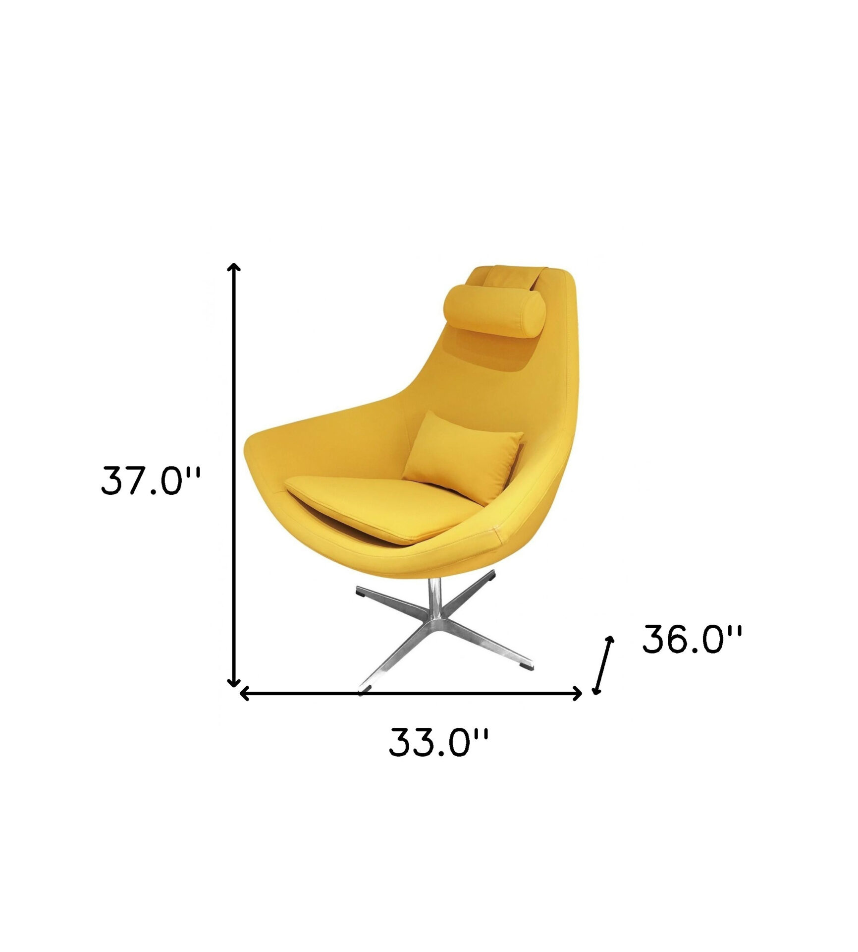 Modern Yellow Faux Leather and Steel Swivel Chair 9 Modern Yellow Faux Leather and Steel Swivel Chair - Image 9