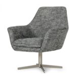 Industrial Dark Grey Swivel Chair with Wing Armrest Design