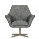 Industrial Dark Grey Swivel Chair with Wing Armrest Design