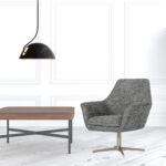 Industrial Dark Grey Swivel Chair with Wing Armrest Design
