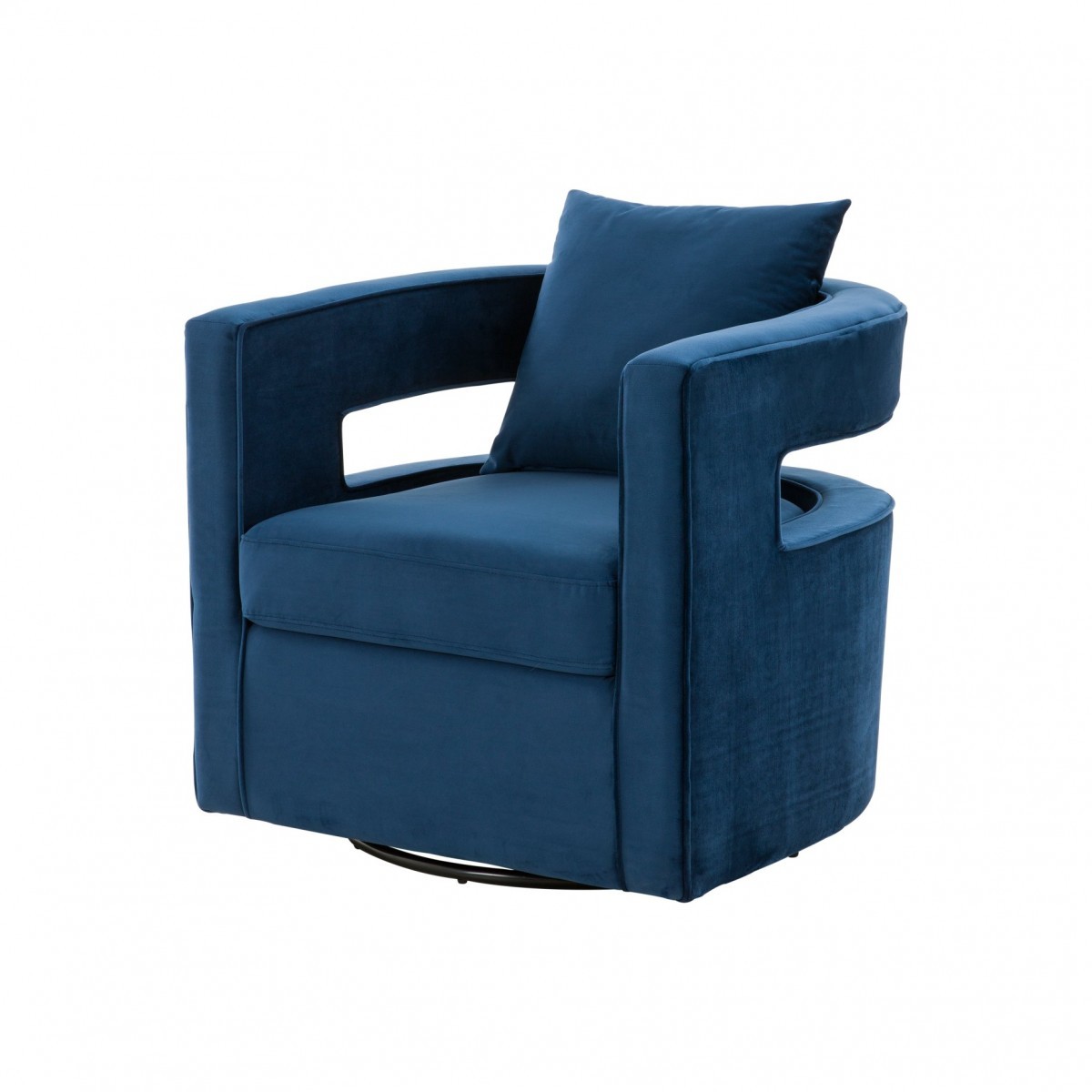 Blue Velvet Swivel Chair with U-Shaped Back and Cushion 1 Blue Velvet Swivel Chair with U-Shaped Back and Cushion
